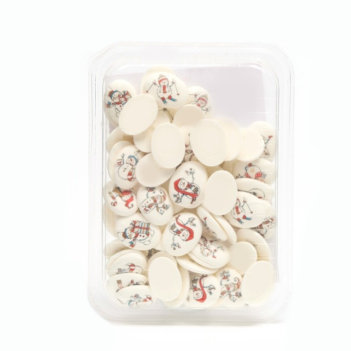 Новый год. Сахарные медальоны Top decor, "Снеговики", 35 х 25 мм, набор 63 шт