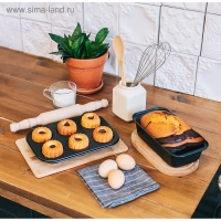 Форма для выпечки Доляна &laquo;Жаклин. Круг&raquo;, 26&times;18&times;3 см, 6 ячеек, съёмное дно, антипригарное покрытие, цвет чёрный