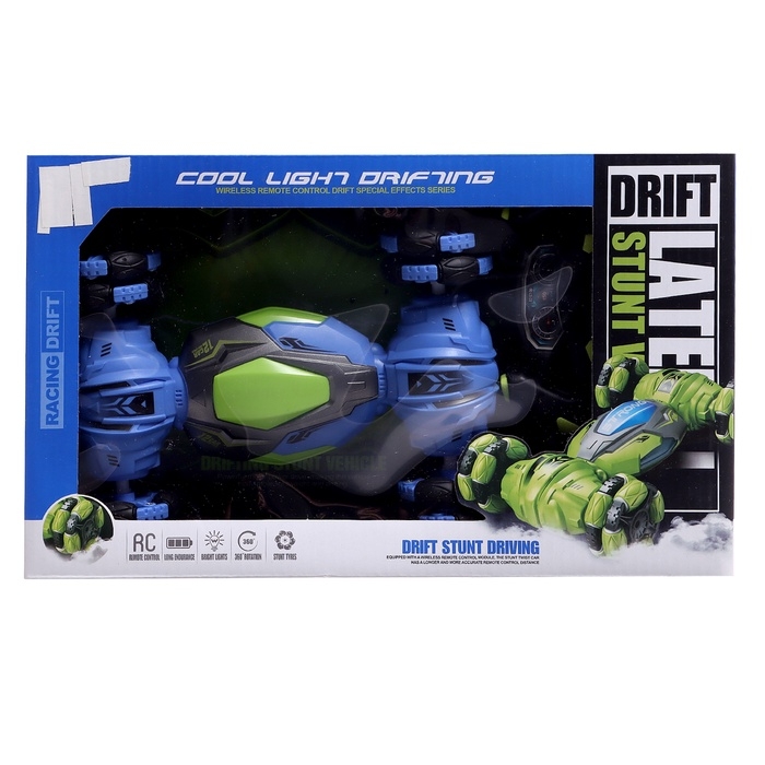 Машинка перевертыш &laquo;Дрифт&raquo;, радиоуправляемая, аккумулятор, на пульте управления, цвет синий