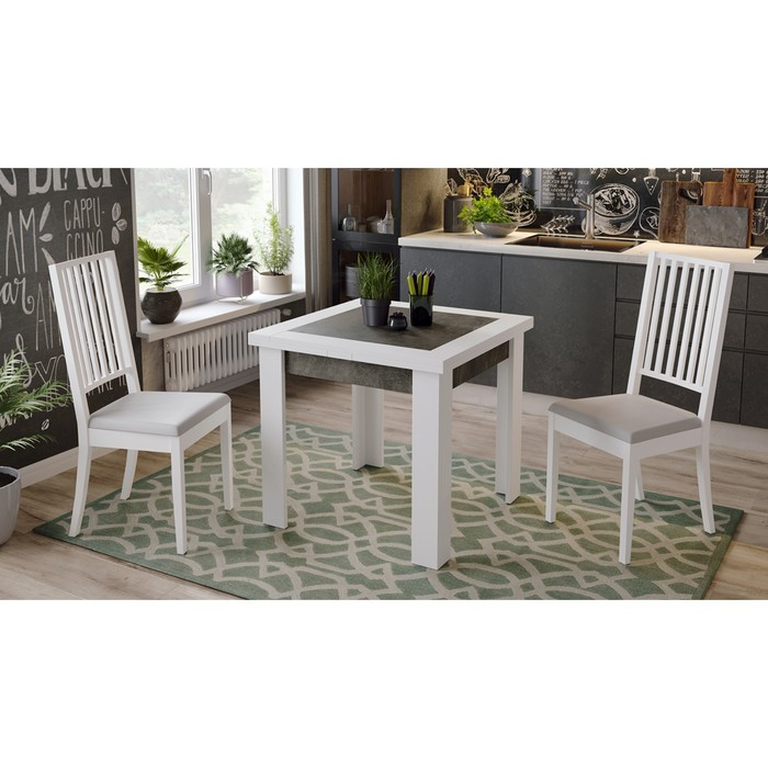 Стол раздвижной Хьюстон тип-3, 790/1480х790х740, Белый/Ателье темный Стол раздвижной Хьюстон тип-3, 790/1480х790х740, Белый/Ателье темный