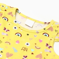 Платье для девочки "Сердечки, бабочки, короны", цвет жёлтый, рост 98-104