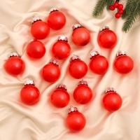 Набор шаров пластик d-5 см, 16 шт "Фелиция ассорти" красный