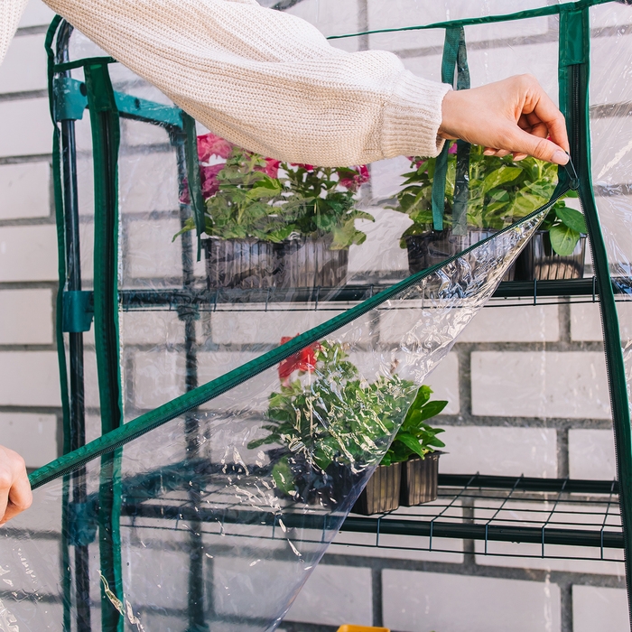 Парник-стеллаж, 4 полки, 125 &times; 70 &times; 30 см, металлический каркас d = 16 мм, чехол плёнка 80 мкм, Greengo