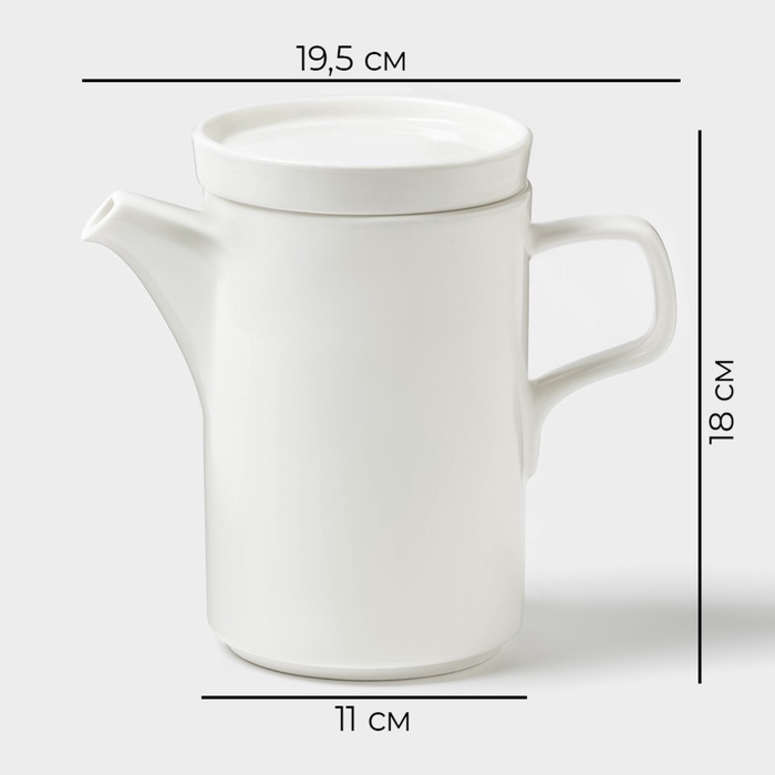 Заварочный чайник Magistro Modern, 960 мл, 19,5×11×18 см, фарфор, белый Заварочный чайник Magistro Modern, 960 мл, 19,5×11×18 см, фарфор, белый