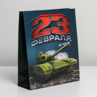 Пакет подарочный ламинированный вертикальный, упаковка, &laquo;С днём защитника&raquo;, ML 25 х 21 х 8 см