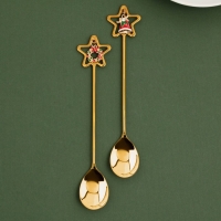 Новый год. Подарочный набор ложек с подвесами &laquo;Тепла и уюта&raquo;, 2 шт, 3 х 15,5 см