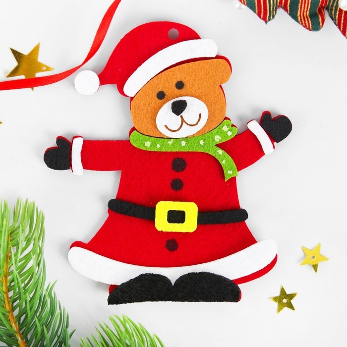 Набор для творчества - создай ёлочное украшение из фетра &laquo;Новогодний мишка&raquo;