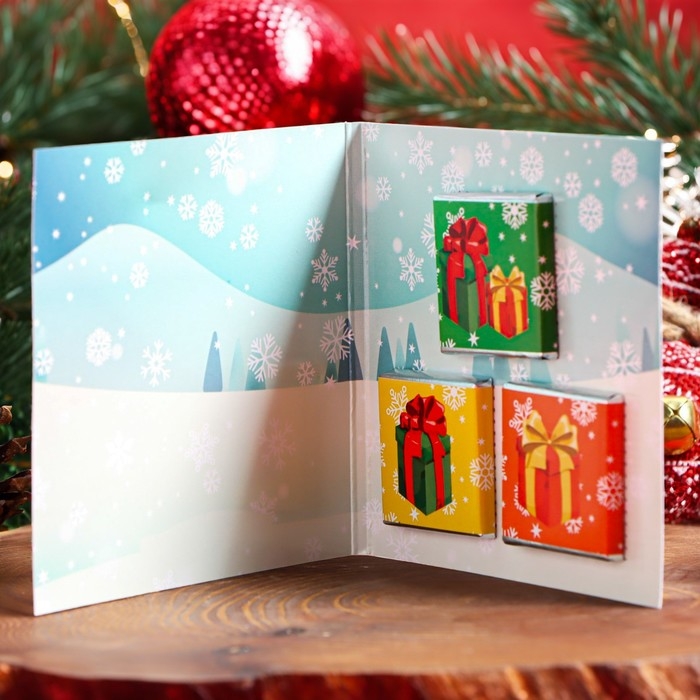 Новый год. Шоколадная открытка Новый год. Шоколадная открытка "Новогодний Оленёнок", 3 шт х 5 г