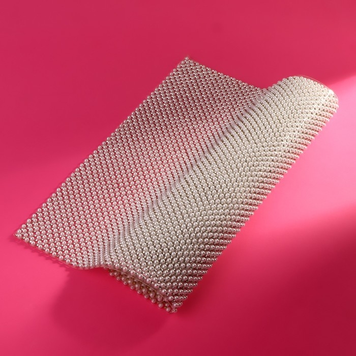 Жемчуг со стразами термоклеевой, 40 &times; 24 см, цвет белый