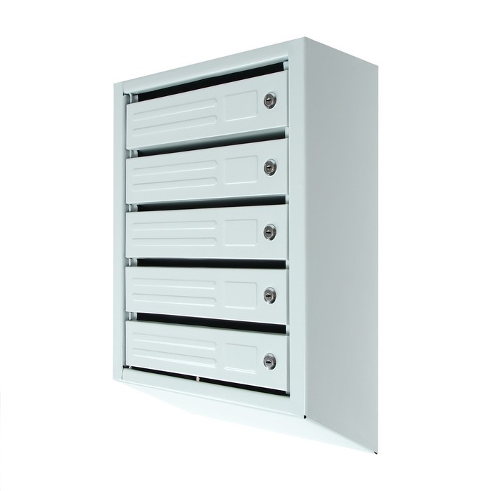 Ящик почтовый многосекционный, 5 секций, с задней стенкой, серый, дверка МИКС Ящик почтовый многосекционный, 5 секций, с задней стенкой, серый, дверка МИКС