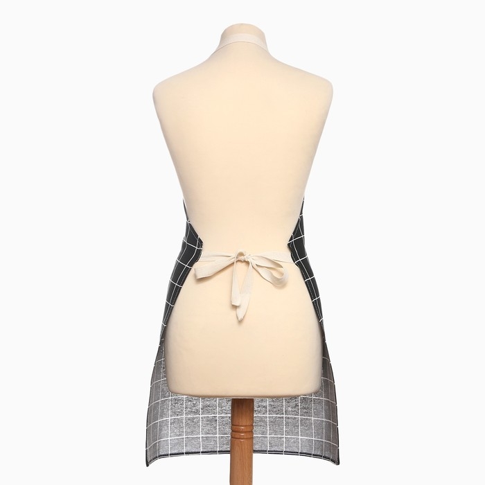 Фартук Экономь и Я Клетка.цвет черный, 56*70&plusmn;4см, 100% хл, рогожка