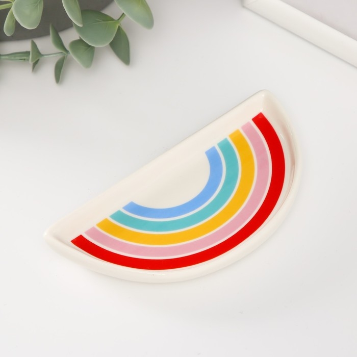 Сувенир керамика подставка под кольца Сувенир керамика подставка под кольца "Радуга" 12х6х1,6 см