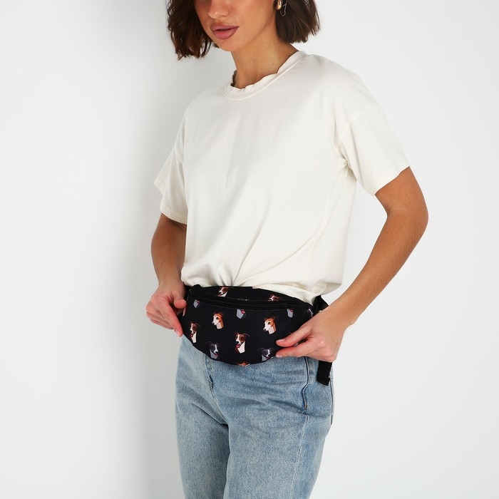 Сумка поясная Собаки, 32х8х15 см, отд на молнии, цвет чёрный Сумка поясная Собаки, 32х8х15 см, отд на молнии, цвет чёрный