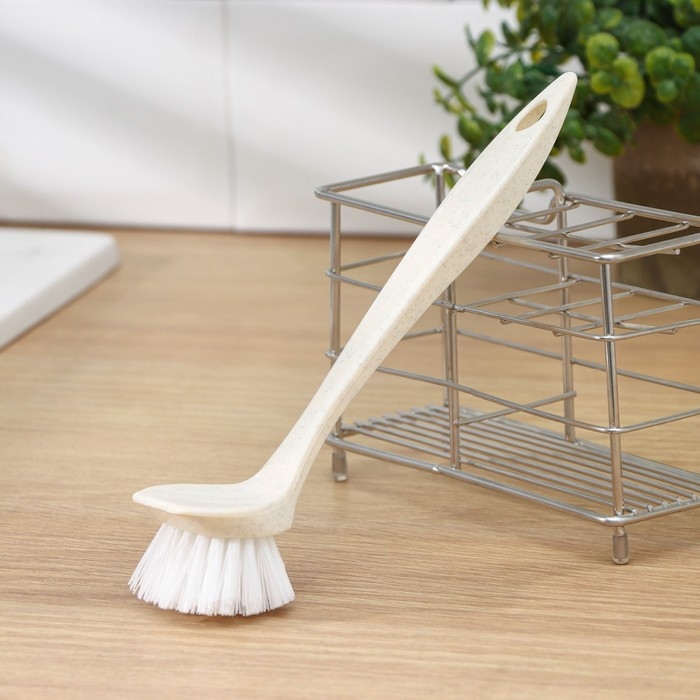 Щётка для посуды с прямой ручкой Malta, 5&times;5&times;23 см, цвет бежевый