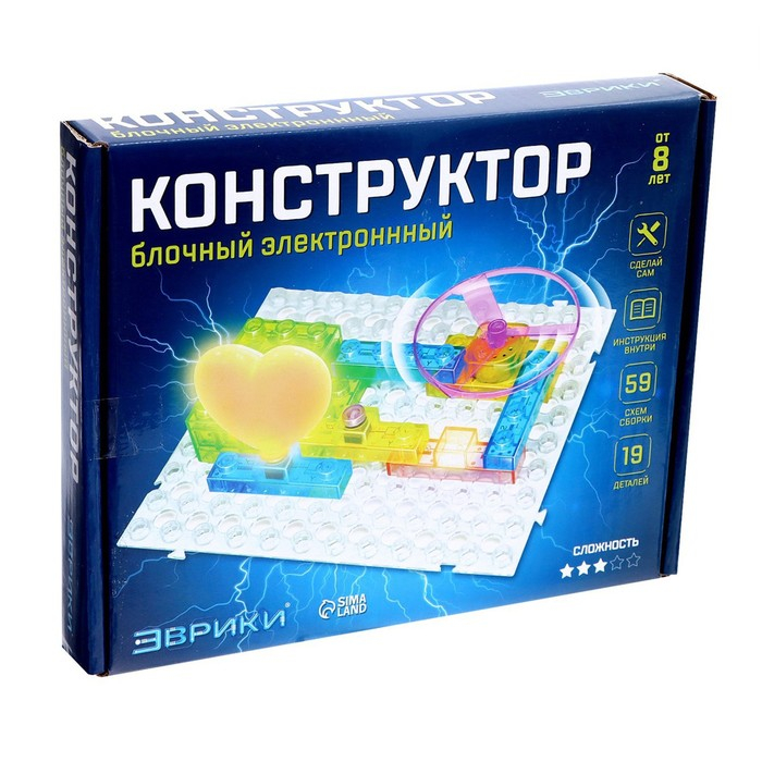 Конструктор блочный-электронный «В мире электроники», 59 схем, 19 деталей Конструктор блочный-электронный «В мире электроники», 59 схем, 19 деталей