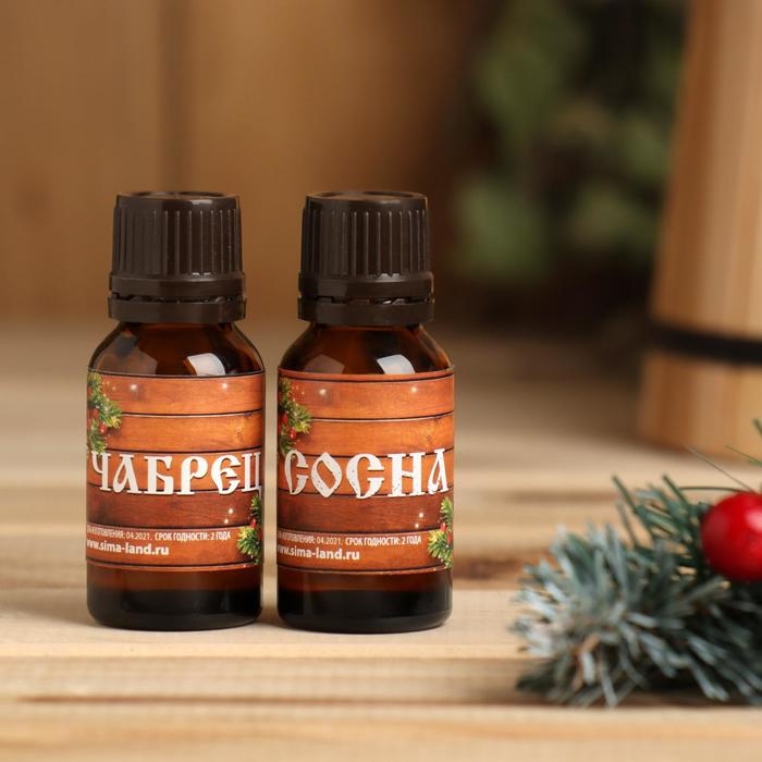 Набор эфирных масел 2 шт по 30 мл, чебрец и сосна  "Жаркой баньки"