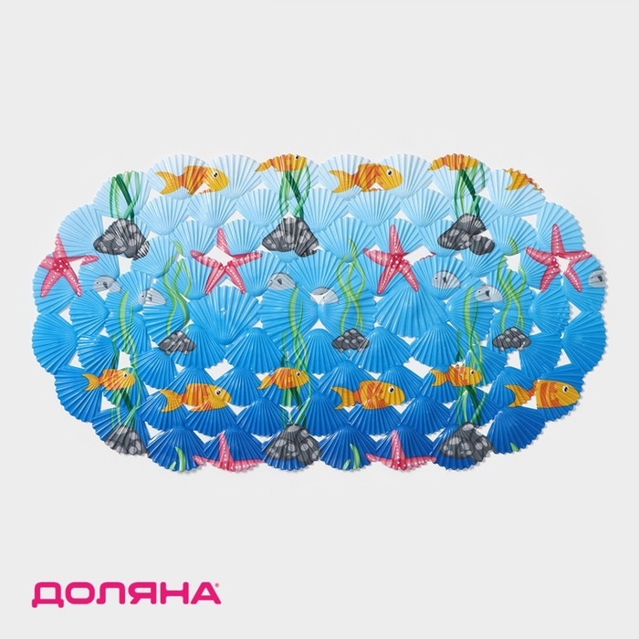 Коврик противоскользящий в ванну на присосках Доляна &laquo;Морские игры&raquo;, 37&times;65 см