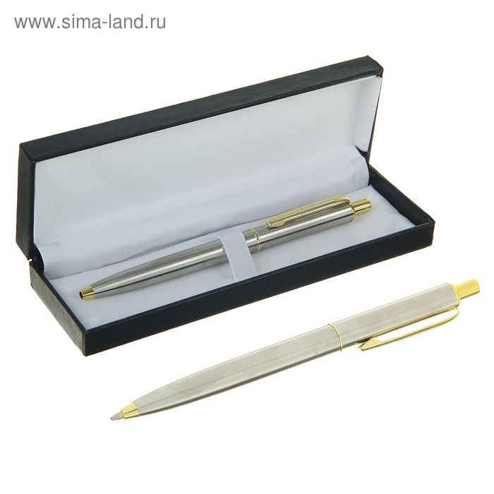 Ручка подарочная, шариковая, автоматическая Ручка подарочная, шариковая, автоматическая "Джокер", в кожзам футляре, серебристо-золотистый