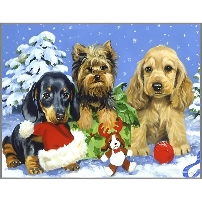 Алмазная мозаика без подрамника &laquo;Милые щенки&raquo;, 40 &times; 30 см, 35 цветов