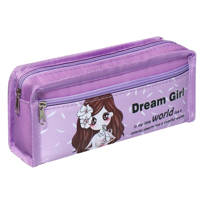 Пенал школьный на молнии Calligrata Пенал школьный на молнии Calligrata "Аниме", 2 отделения, сиреневый