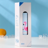 Бутылка для воды стеклянная с ручкой в чехле &laquo;Фламинго&raquo;, 500 мл, h=23,5 см, рисунок МИКС