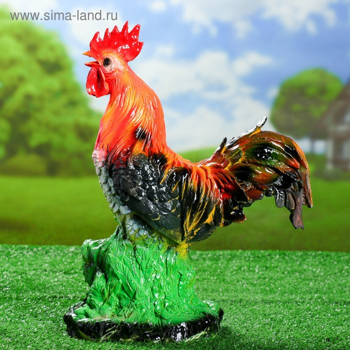 Садовая фигура Садовая фигура "Петух пёстрый" светлая грудка, 32х42см МИКС