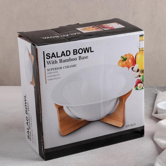 Блюдо керамическое на подставке &laquo;Эстет. Вихрь&raquo;, d=24 см, цвет белый