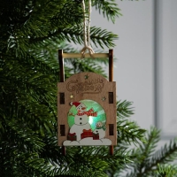 Ёлочная игрушка &laquo;Сани со снеговиком&raquo;, от батареек, свечение RGB