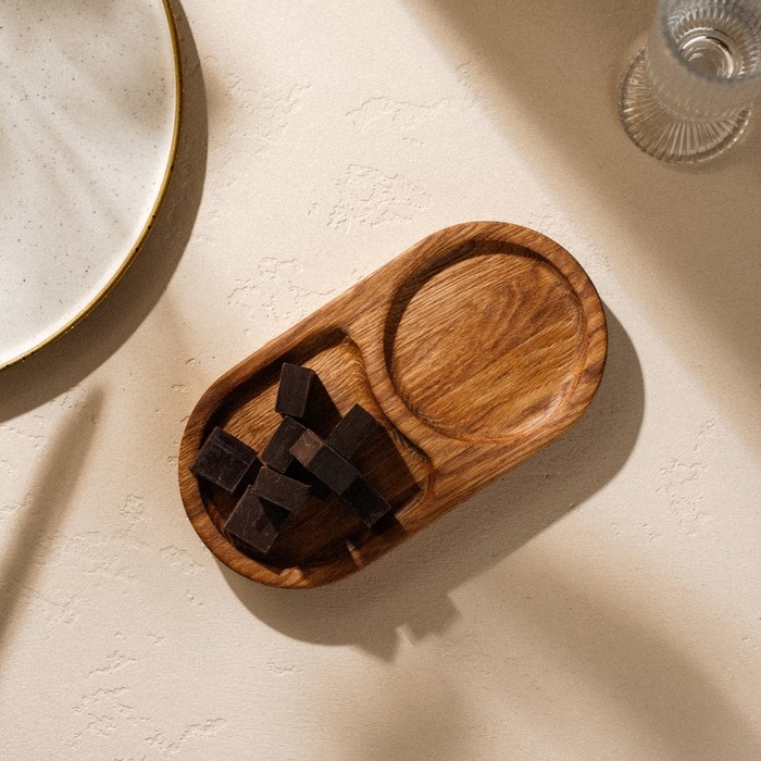 Поднос из дуба с двумя отделениями Sima-Land Home, 21&times;11&times;2 см