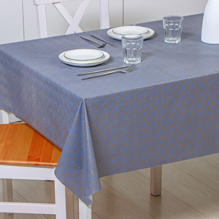 Клеёнка на стол Доляна &laquo;Орнамент&raquo;, на тканевой основе, ширина 137 см, рулон 20 м, толщина 0,22 мм, цвет серый