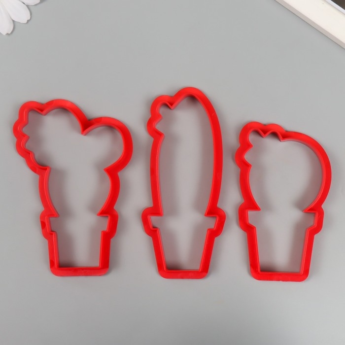 Каттеры для полимерной глины Каттеры для полимерной глины "Кактусы" набор 3 шт 8,8х5,4 см 10,7х4,7 см, 10х6,7 см