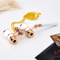 Бинокль театральный, телескопическая ручка, цепочка, белый Бинокль театральный, телескопическая ручка, цепочка, белый