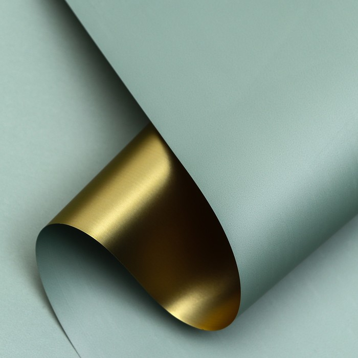 Пленка для цветов Пленка для цветов "Пленка с золотом", цвет серо-зелёный, 58 см х 5 м