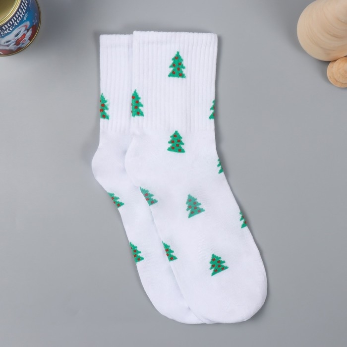 Подарок носки в банке с принтом "Все в елочку" (мужские)