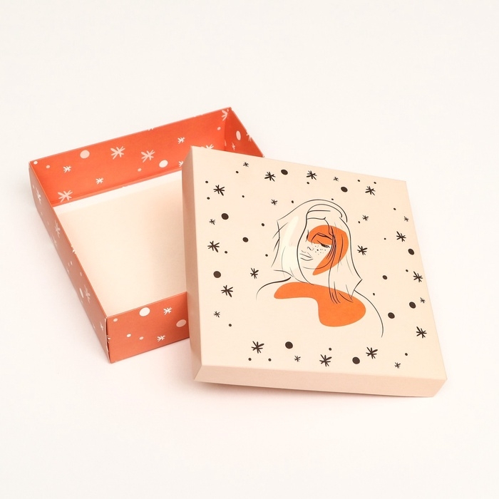 Коробка складная, Коробка складная, "Силуэт девушки" 20 х 20 х 6 см набор 5 шт