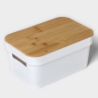 Контейнер для хранения с крышкой LaDо́m &laquo;Натурэль&raquo;, 25,5&times;17&times;12см, цвет белый