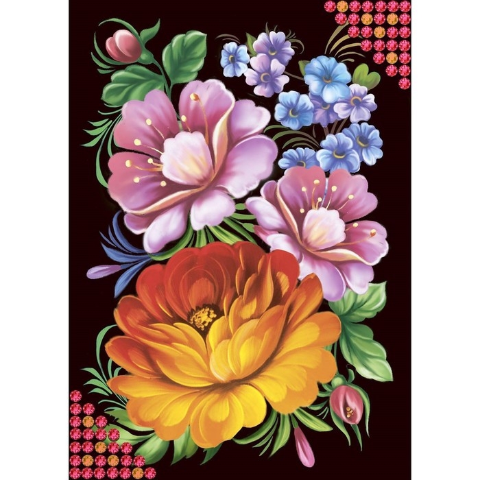 Алмазная мозаика с частичным заполнением на холсте &laquo;Жостово&raquo;, 15 х 21 см