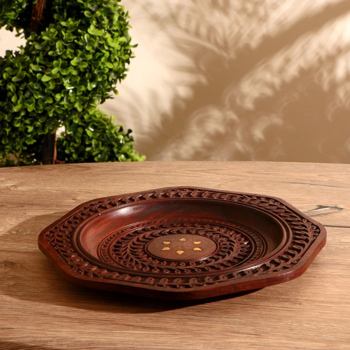 Блюдо "Ветвь" дерево 30,5х30,5х2,5 см   МИКС