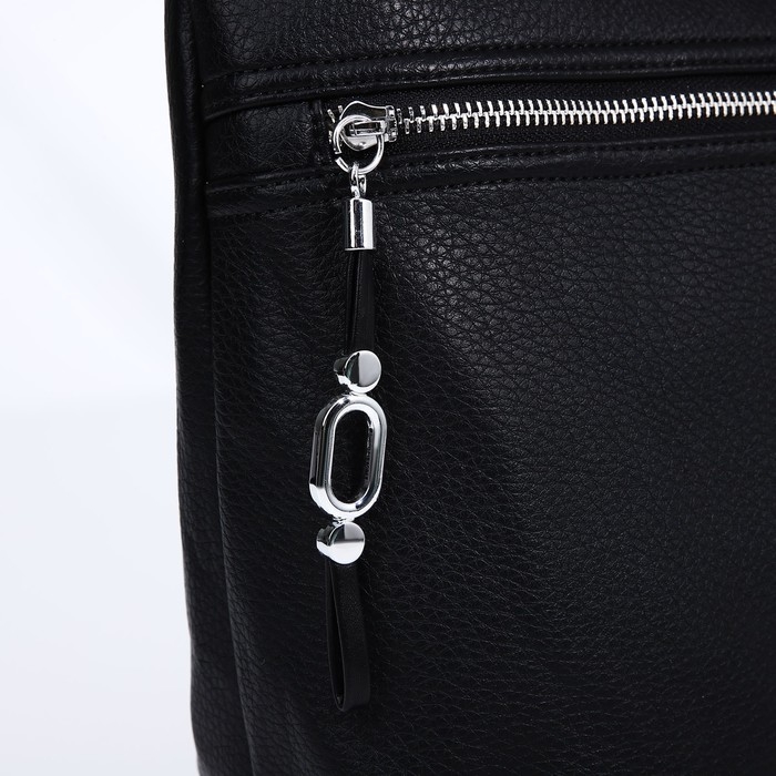 Сумка-тоут на молнии, 2 наружных кармана, цвет чёрный Сумка-тоут на молнии, 2 наружных кармана, цвет чёрный