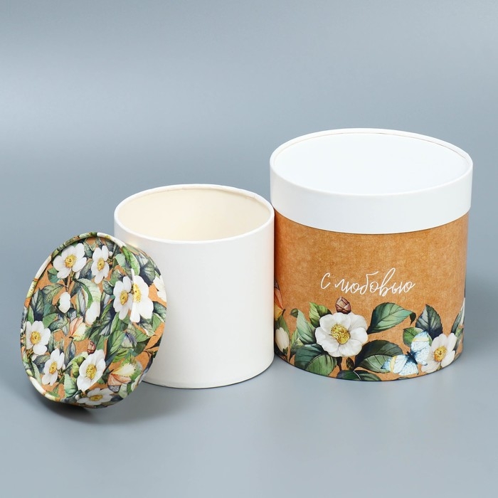 Набор шляпных коробок 2 в 1, упаковка подарочная, &laquo;Цветочный&raquo;, 13 х 13, 16 х 16 см