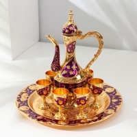 Набор винный кувшин, 6 бокалов и поднос "Стамбул. Цветы" фиолетовый с золотом Набор винный кувшин, 6 бокалов и поднос "Стамбул. Цветы" фиолетовый с золотом