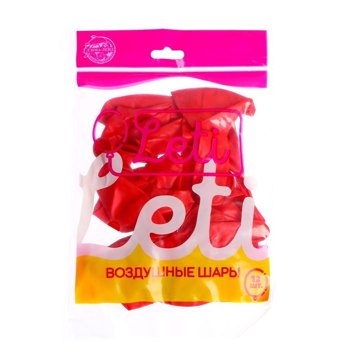 Шар латексный 12", металл, набор 12 шт., цвет красный