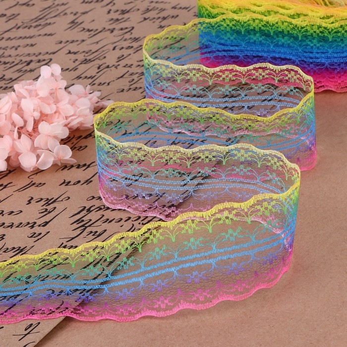 Кружево капроновое &laquo;Радуга яркая&raquo;, 45 мм &times; 10 &plusmn; 1 м, цвет разноцветный №1