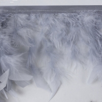 Тесьма с перьями индюка, 13-17 см, 5 &plusmn; 0,5 м, цвет светло-серый