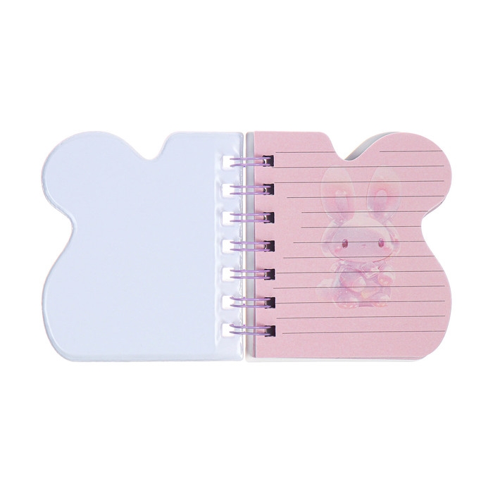 Записная книжка подарочная на гребне 80л,линия, цветной блок,обложка ПВХ 3D Зайка(10х10,5см)   10539