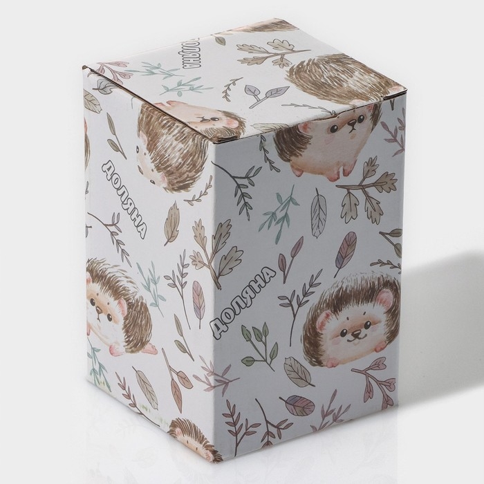 Банка стеклянная для хранения сыпучих продуктов Доляна &laquo;Ёжик в золотом&raquo;, 230 мл, 7,8&times;15 см, с керамической крышкой