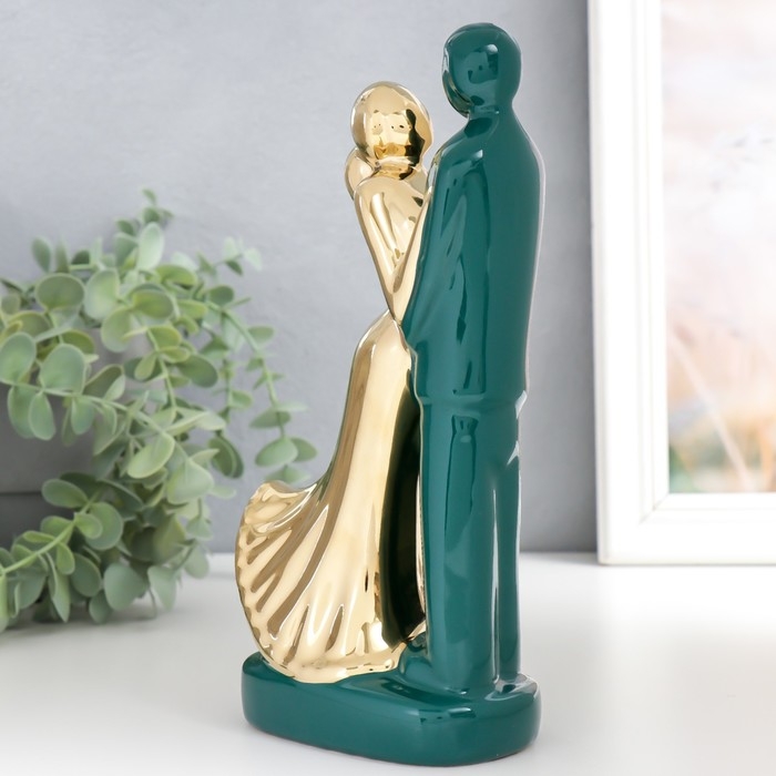 Сувенир керамика Сувенир керамика "Влюблённые" тёмно-зелёный с золотом 22х10х6,5 см