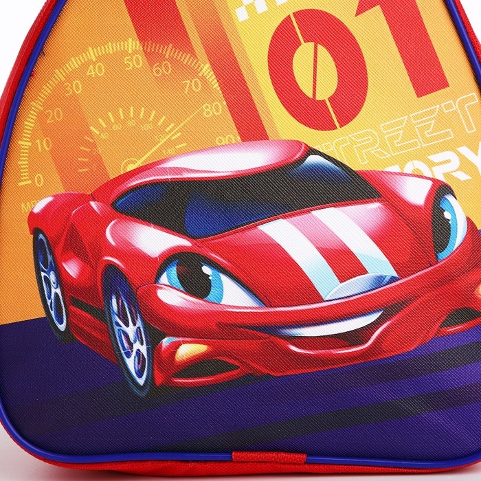 Рюкзак детский для мальчика «Крутая машина», 23х20,5 см см, отдел на молнии, цвет красный Рюкзак детский для мальчика «Крутая машина», 23х20,5 см см, отдел на молнии, цвет красный