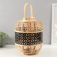 Подсвечник ротанг, металл "Фонарик. Соты" 32,5х25х25 см Подсвечник ротанг, металл "Фонарик. Соты" 32,5х25х25 см