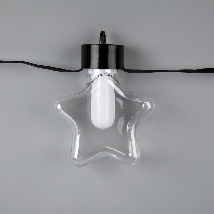 Умная гирлянда &laquo;Нить&raquo; 6 м с насадками &laquo;Звёздочки&raquo;, IP20, тёмная нить, 20 LED, свечение RGB, USB